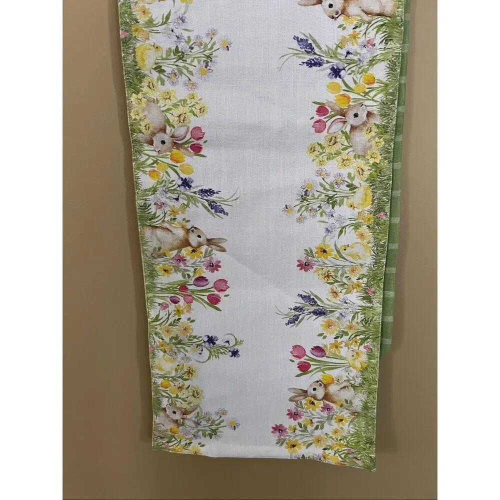 The Farmhouse By Rachel Ashwell Easter Bunny Chicks Table Runner 16” X 90” Rever